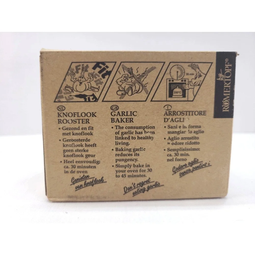 Terracotta Clay Garlic Roaster Baker by Romertopf #30009 w/ Recipes Booklet